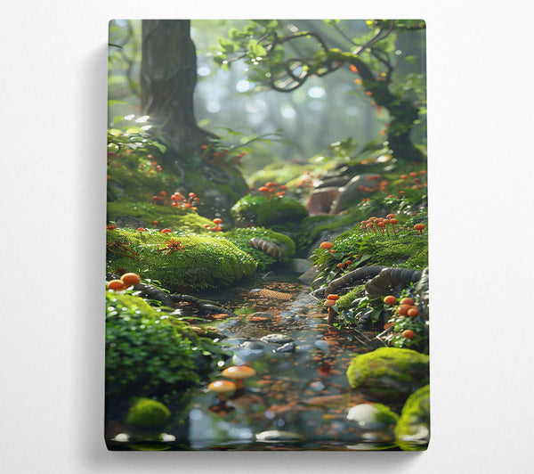 Green Stream'S Whisper Canvas Wall Art