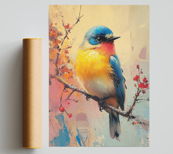 Bluebird In Yellow Hues Poster
