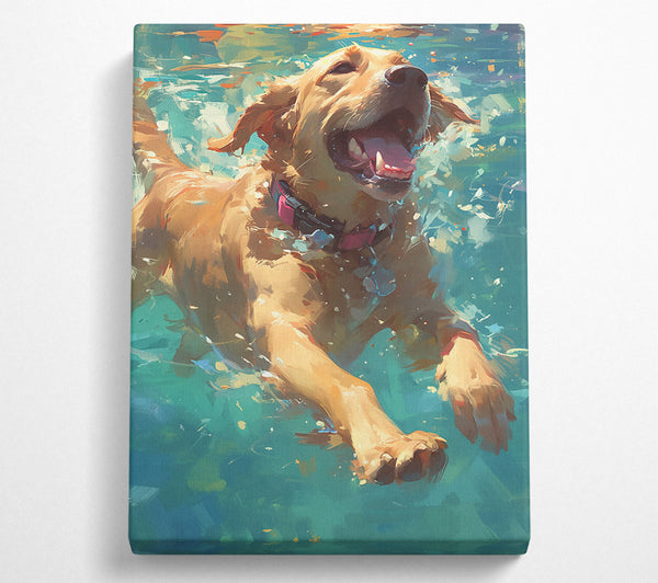  A Canvas Print of Golden Joy In Blue Canvas Art