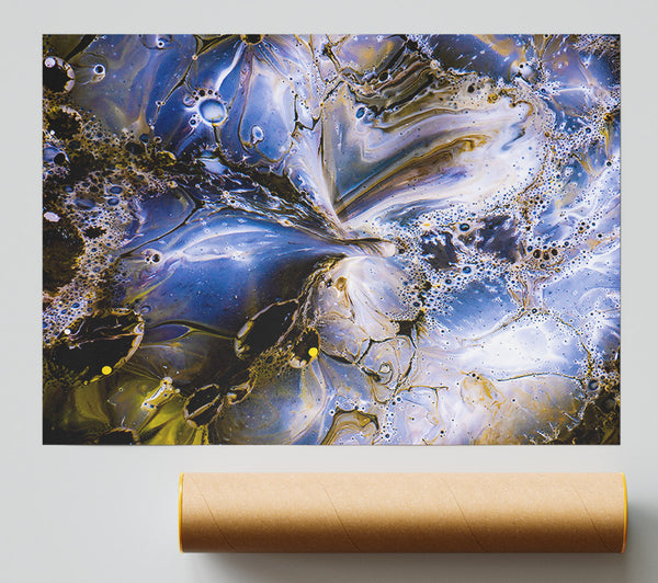 Indigo Swirls And Bubbles Poster