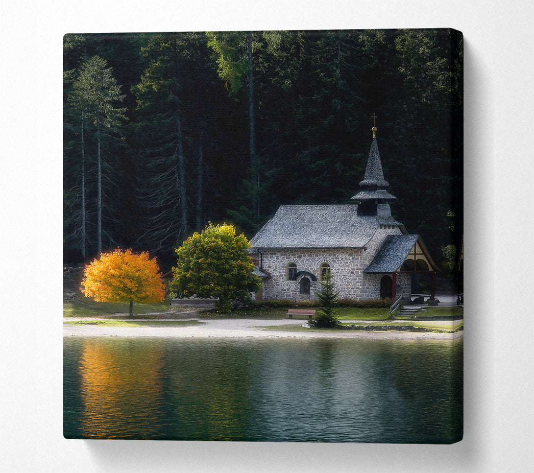  A Canvas Print of Golden Church Reflection Canvas Art