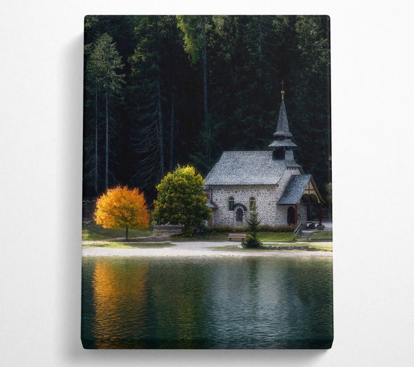  A Canvas Print of Golden Church Reflection Canvas Art