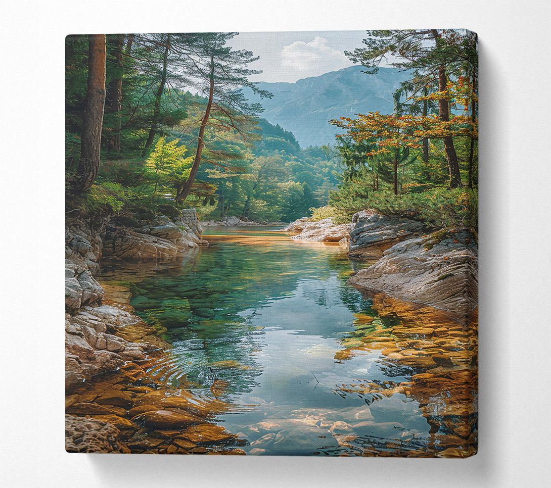  A Canvas Print of Emerald River Reflection Canvas Print