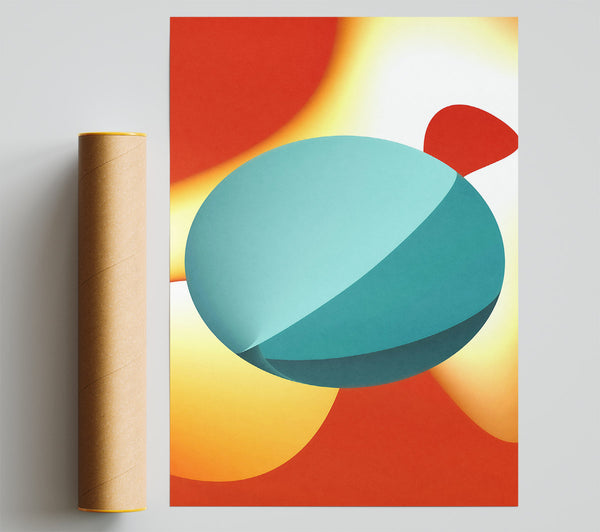 Teal Sphere Embrace Poster
