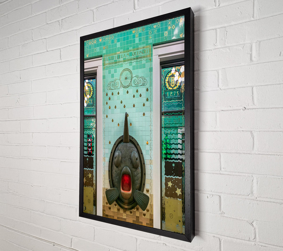  A Canvas Print of Aqua Fish Face Tilework Canvas Art