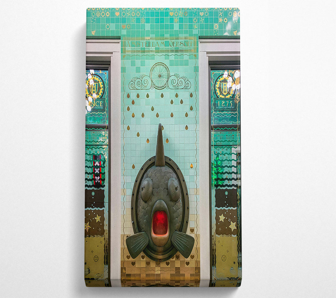  A Canvas Print of Aqua Fish Face Tilework Canvas Art