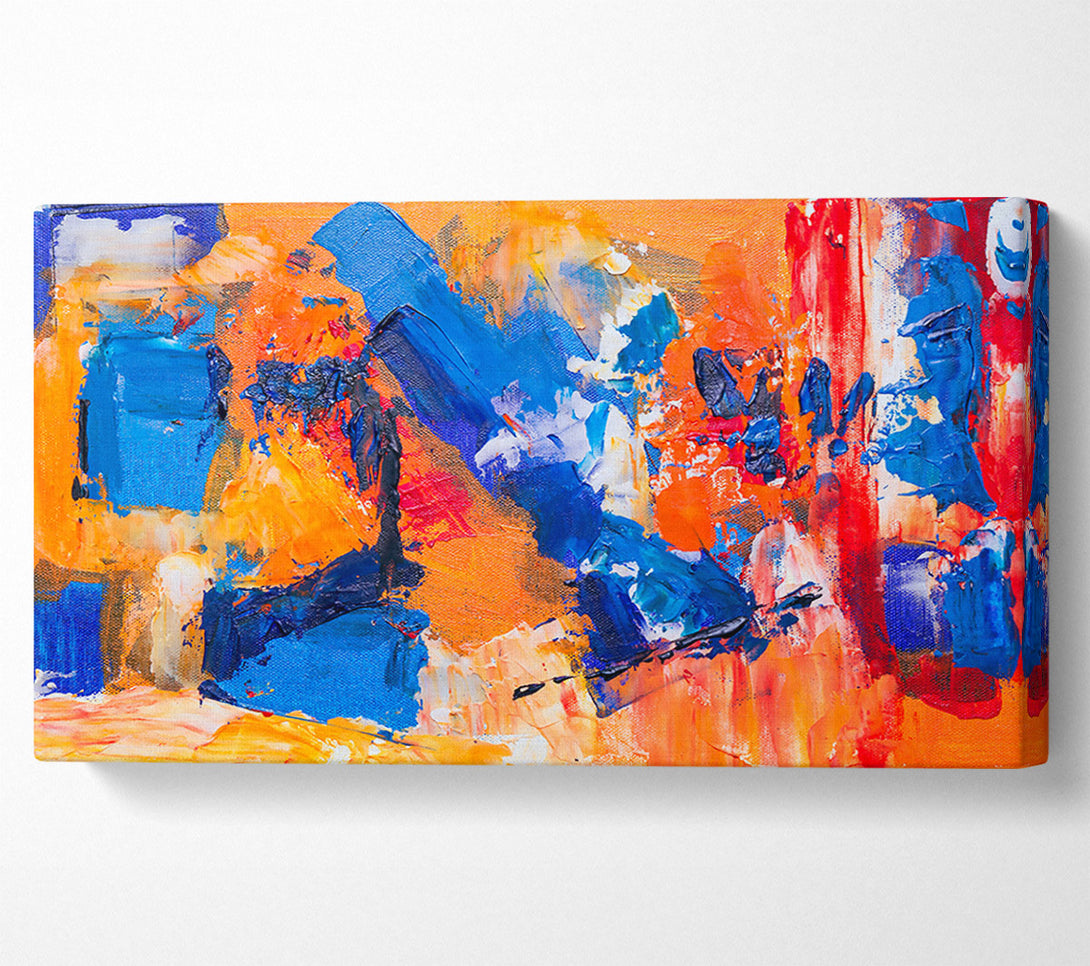  A Canvas Print of Orange Blue Abstract Strokes Canvas Art