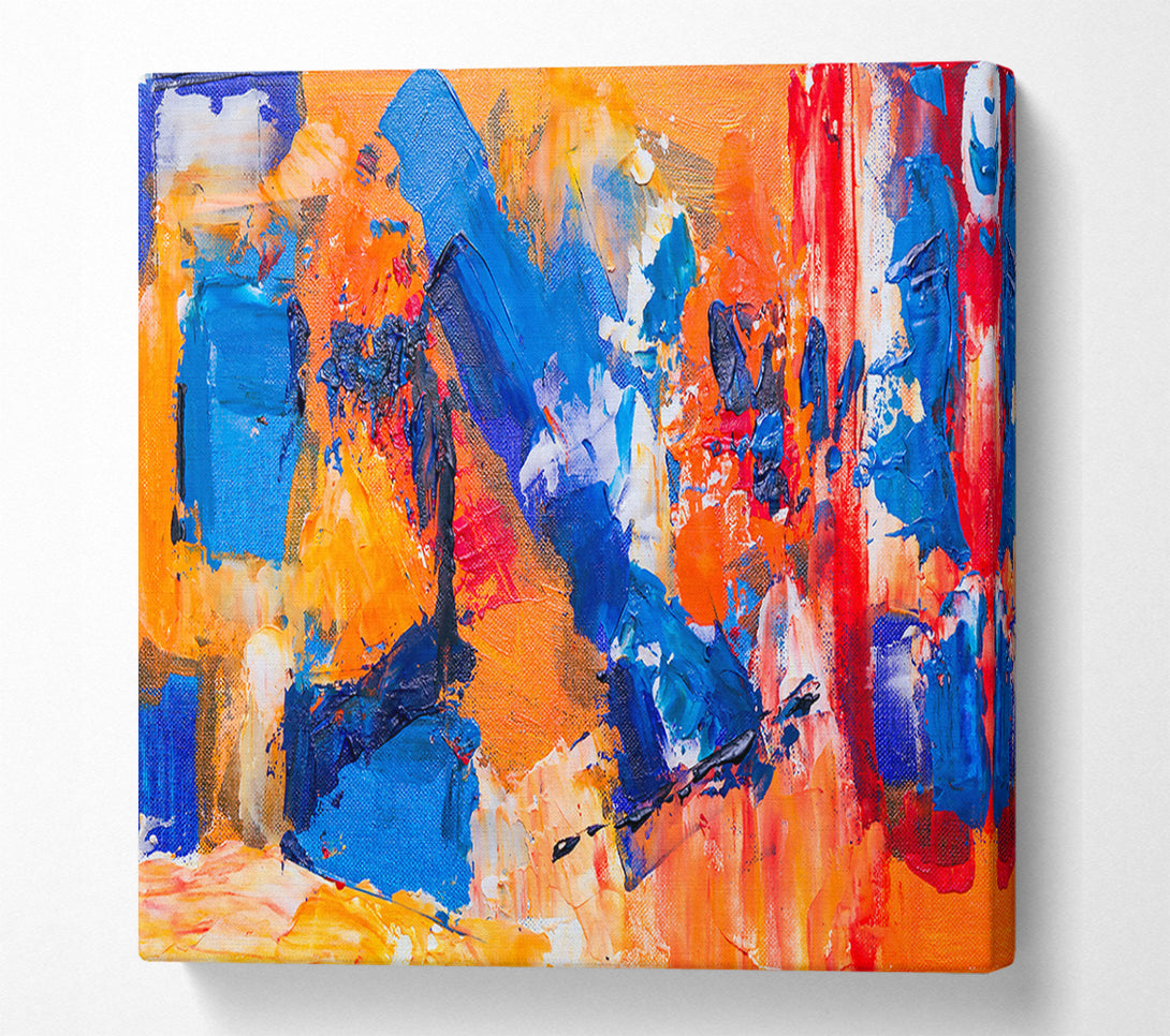  A Canvas Print of Orange Blue Abstract Strokes Canvas Art
