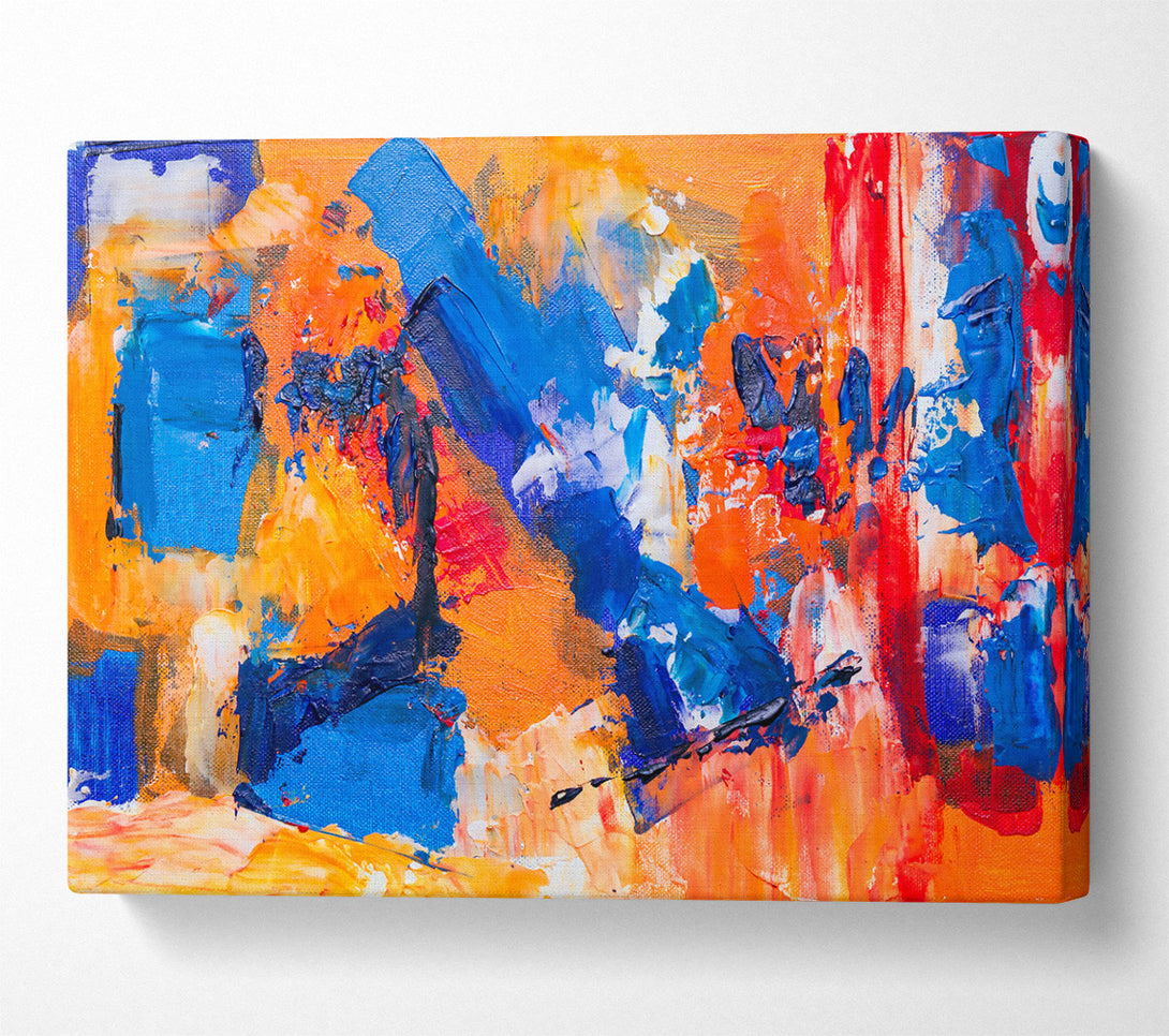  A Canvas Print of Orange Blue Abstract Strokes Canvas Art