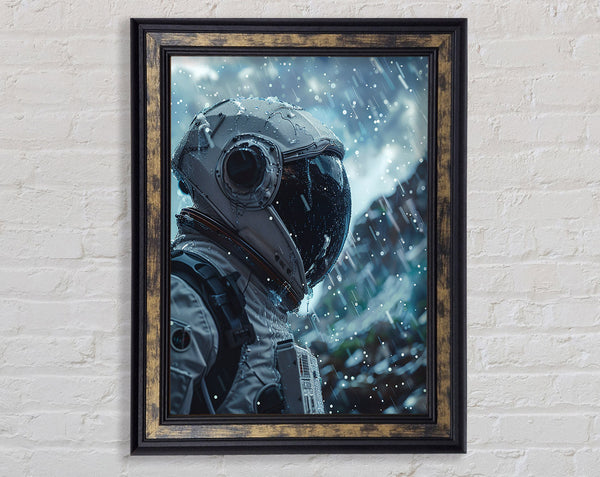 Astronaught Int He Rain Framed Print