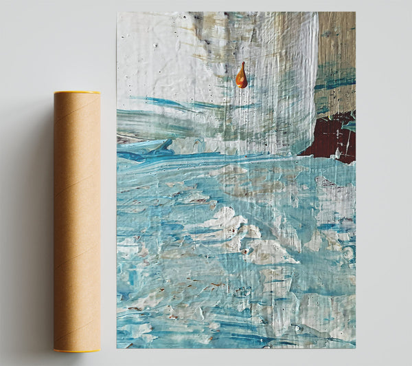 Azure And Gold Drip Poster