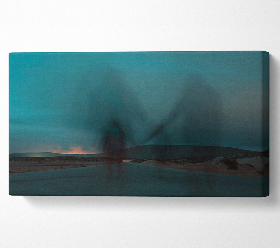 A Canvas Print of Teal Dusk Figures Canvas Print