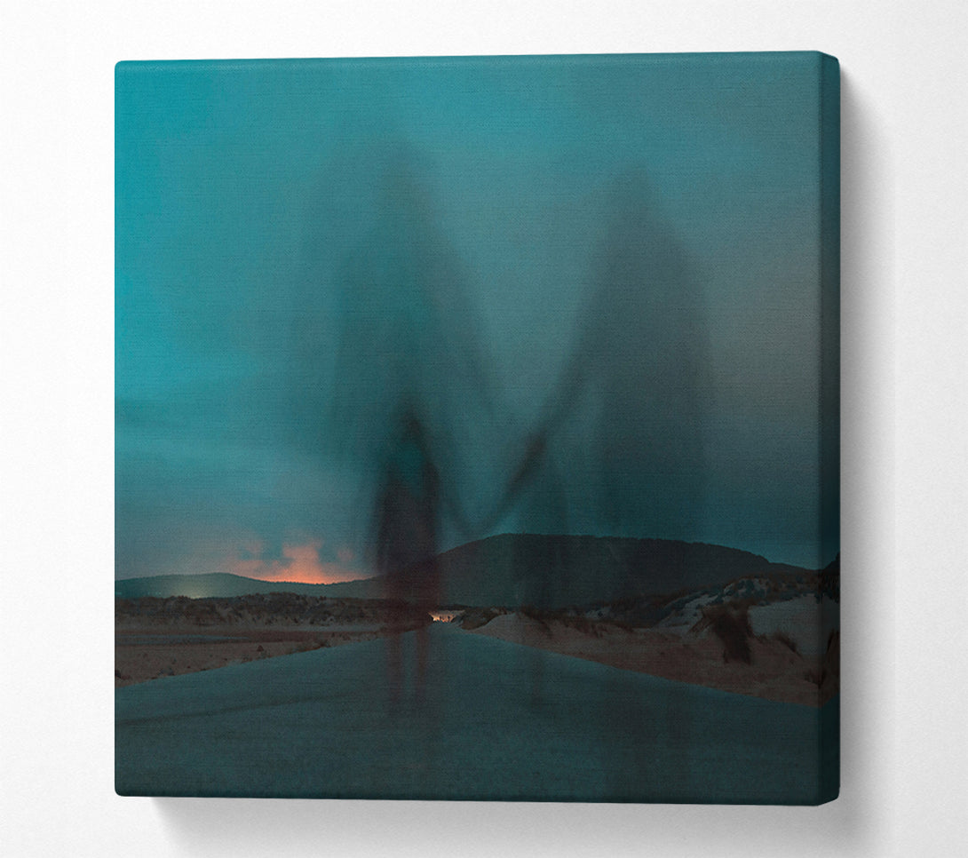  A Canvas Print of Teal Dusk Figures Canvas Print