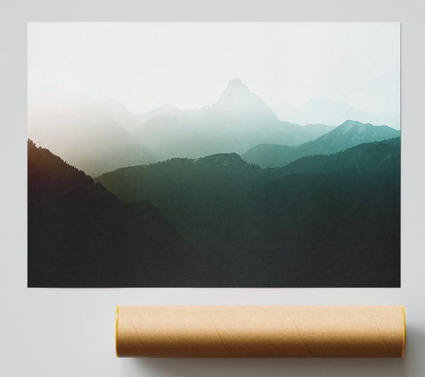 Teal Mountain Fog Print