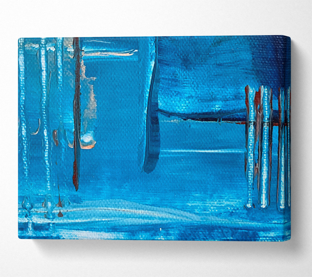  A Canvas Print of Azure Abstract Strokes Canvas Wall Art