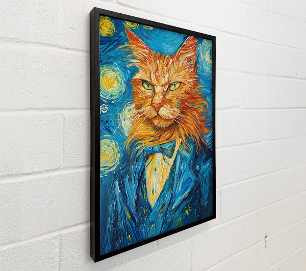 Orange Cat In Blue Night