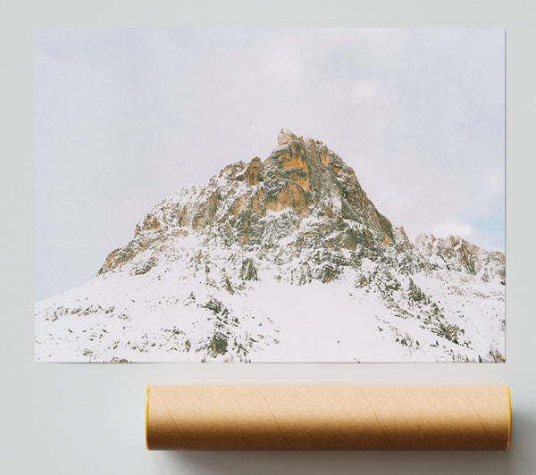 Golden Peak In Snow Poster