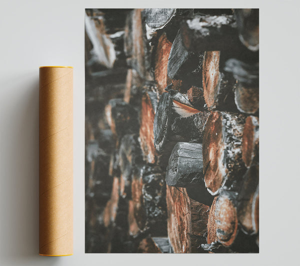 Charred Wood Stack Poster