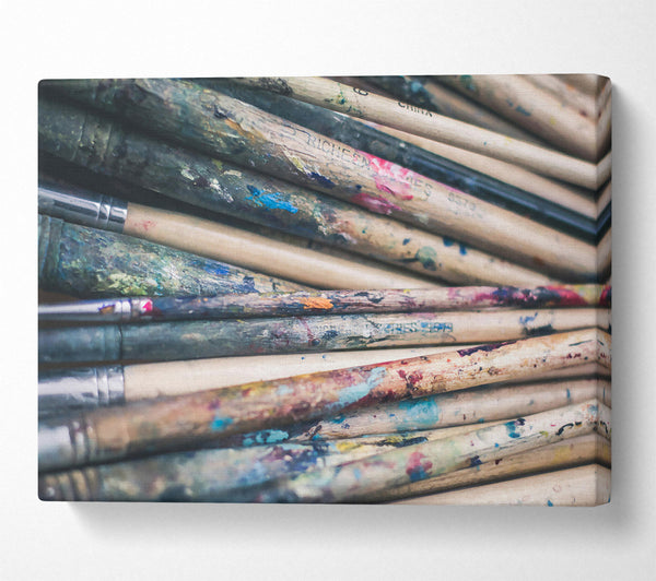  A Canvas Print of Blue Palette Brushes Canvas Print