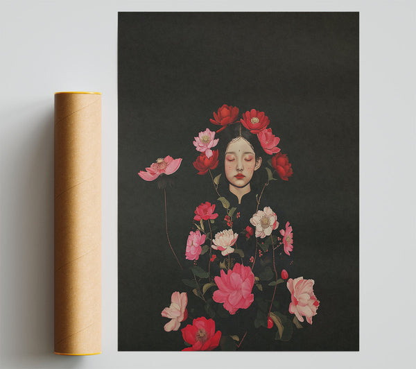 Crimson Dream Of Flowers Print