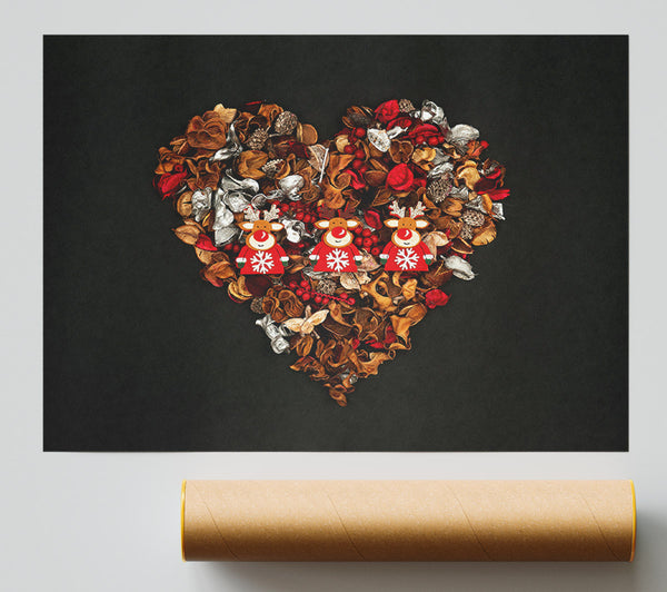 Red Reindeer Heart Giclee Print
