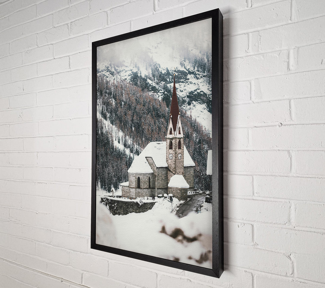  A Canvas Print of Stone Church In White Canvas Print