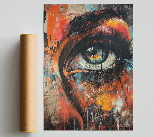 Orange Abstract Eye Print