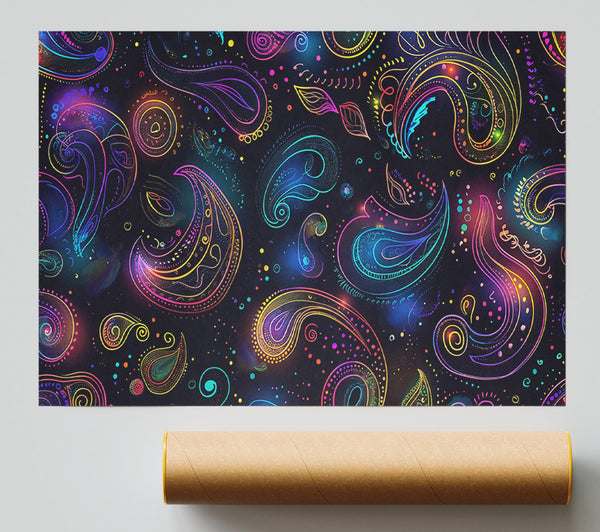 Neon Paisley Dreams Poster