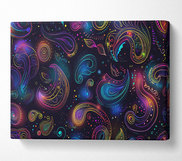  A Canvas Print of Neon Paisley Dreams Canvas Wall Art