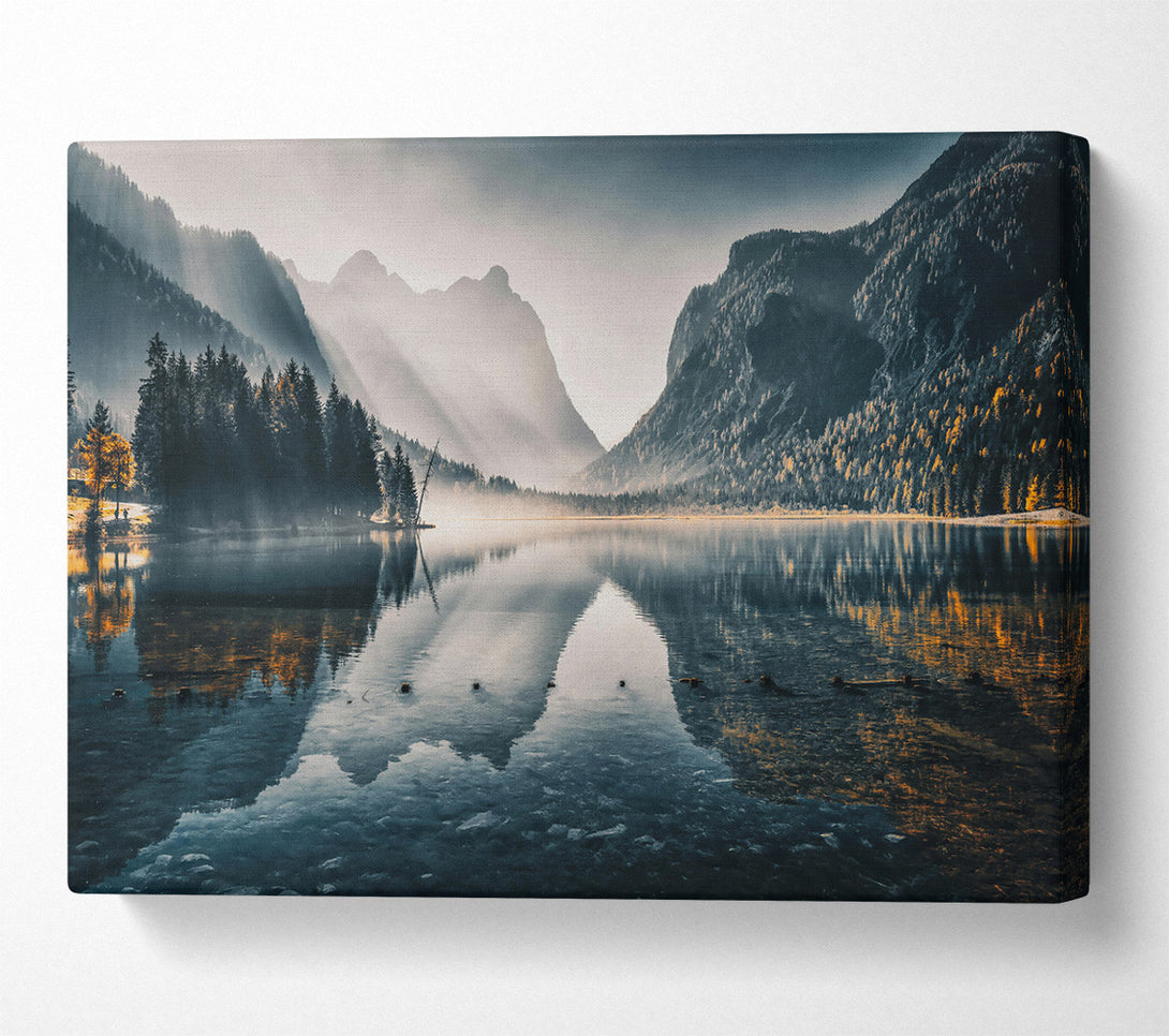  A Canvas Print of Golden Mountain Reflections Canvas Print