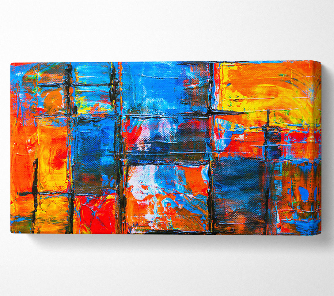  A Canvas Print of Blue Grid Abstraction Canvas Art