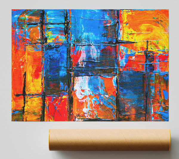 Blue Grid Abstraction Giclee Print