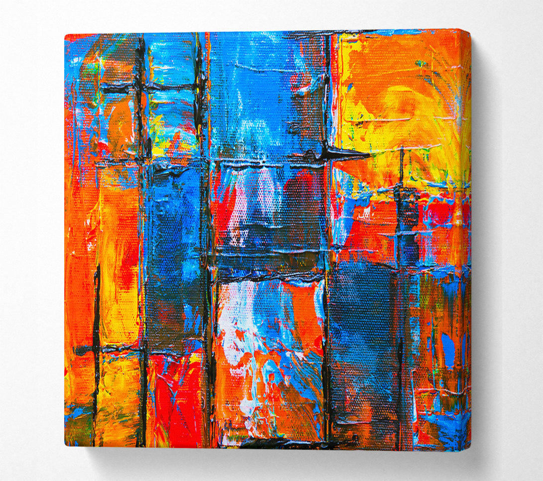  A Canvas Print of Blue Grid Abstraction Canvas Art