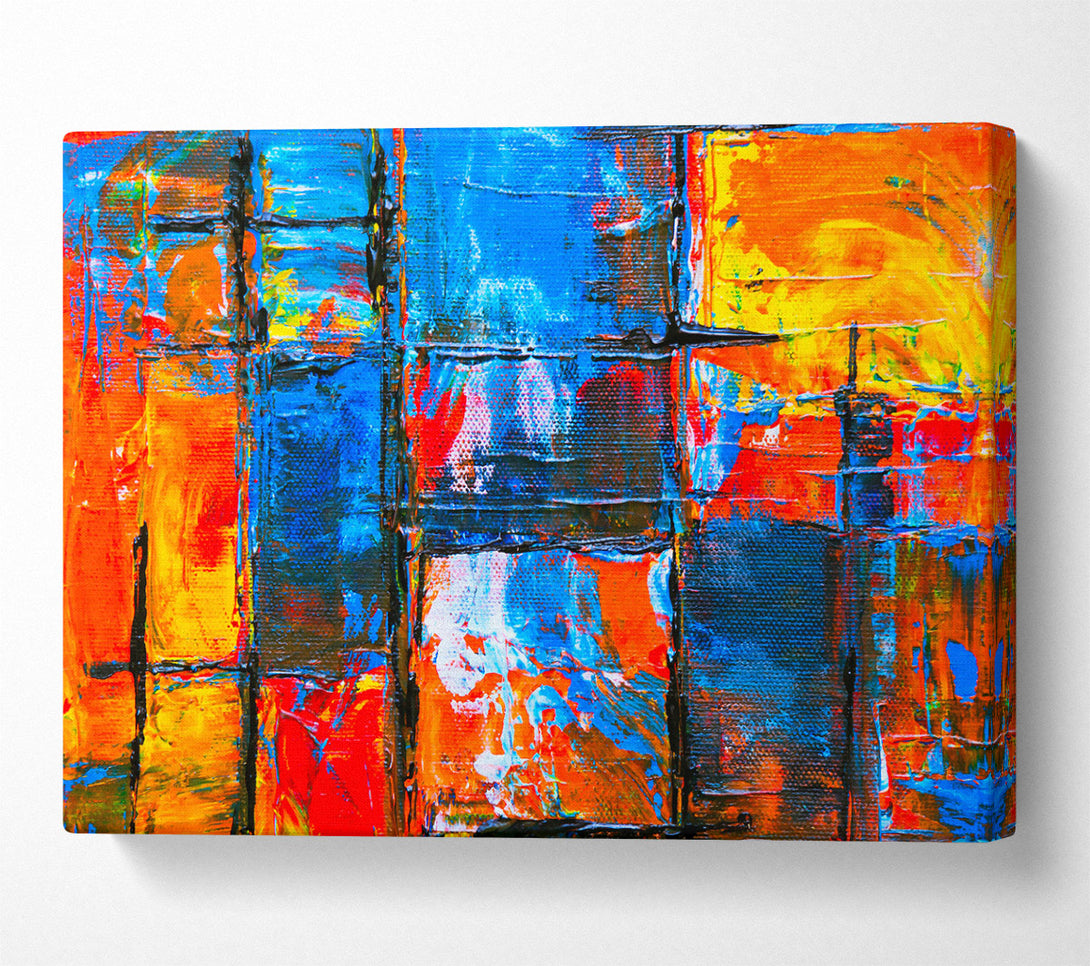  A Canvas Print of Blue Grid Abstraction Canvas Art