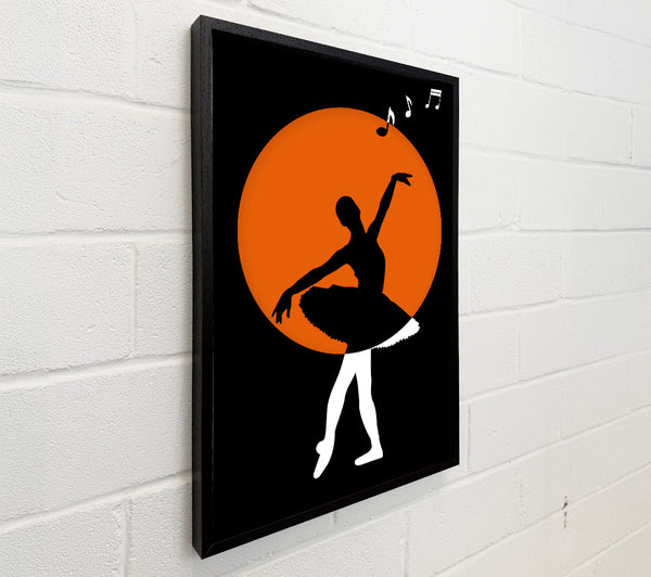 Ballerina Silhouette  Orange Circle