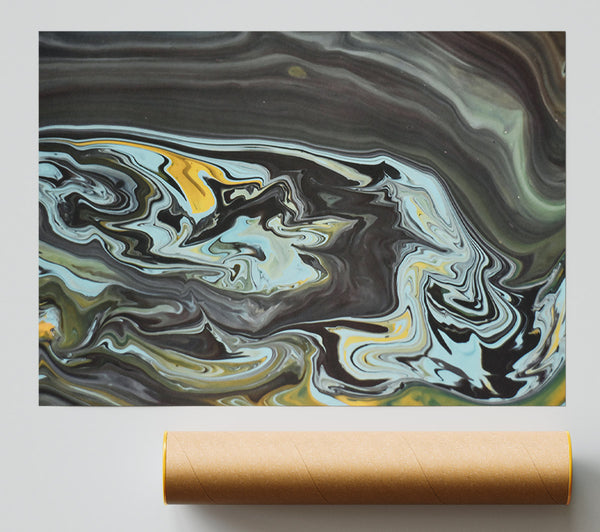 Black & Aqua Swirl Print
