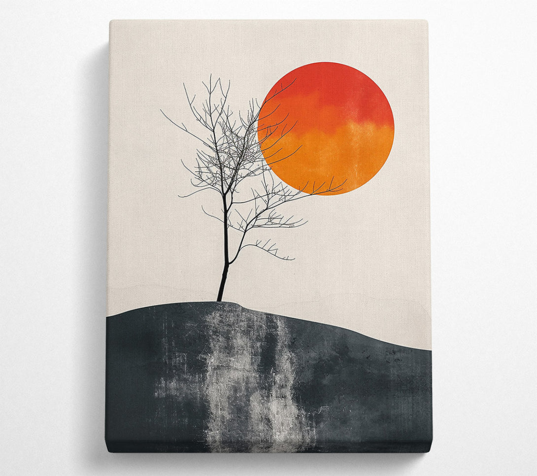  A Canvas Print of Orange Sunset Silhouette Canvas Art