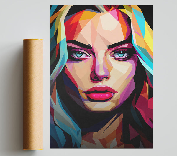 Crimson Geometric Gaze Giclee Print