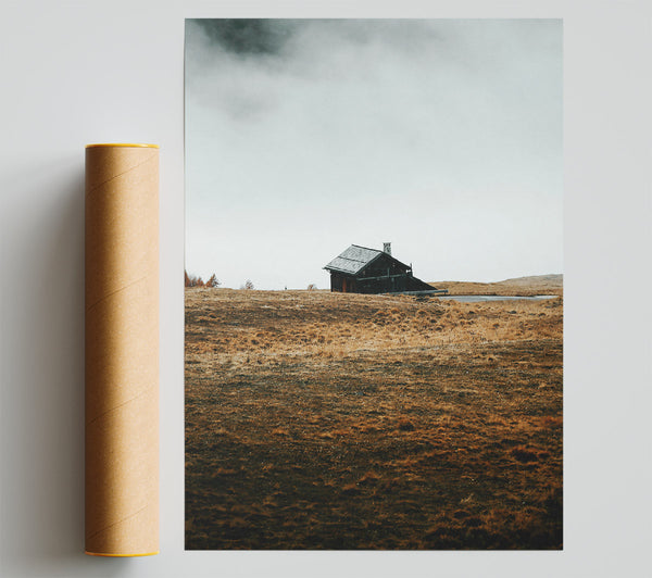 Brown Field Cabin Print