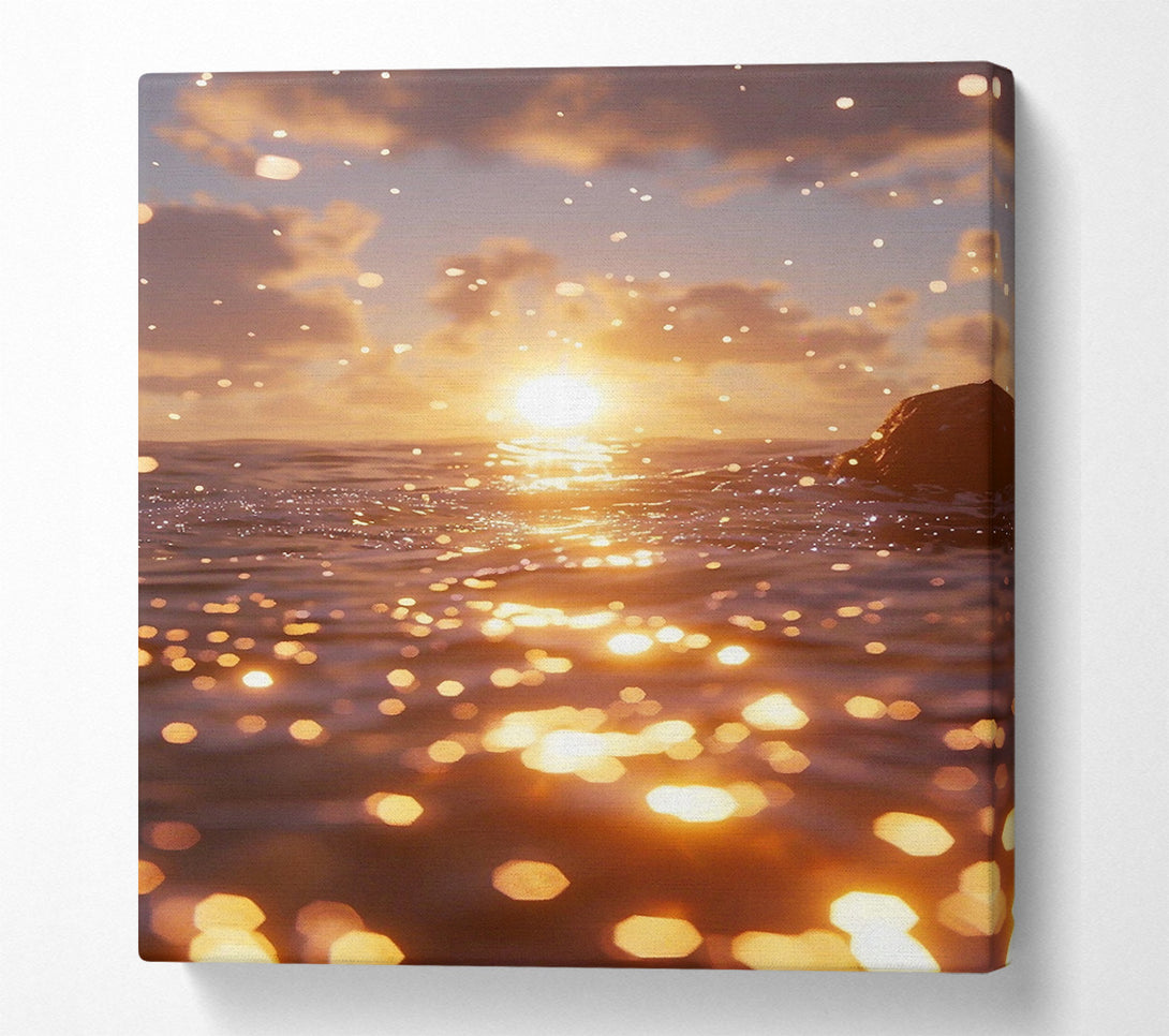  A Canvas Print of Golden Water Reflections Canvas Print