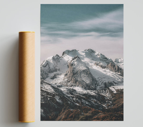 White Peaks In Grey Skies Print