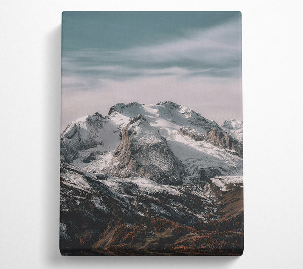  A Canvas Print of White Peaks In Grey Skies Canvas Print