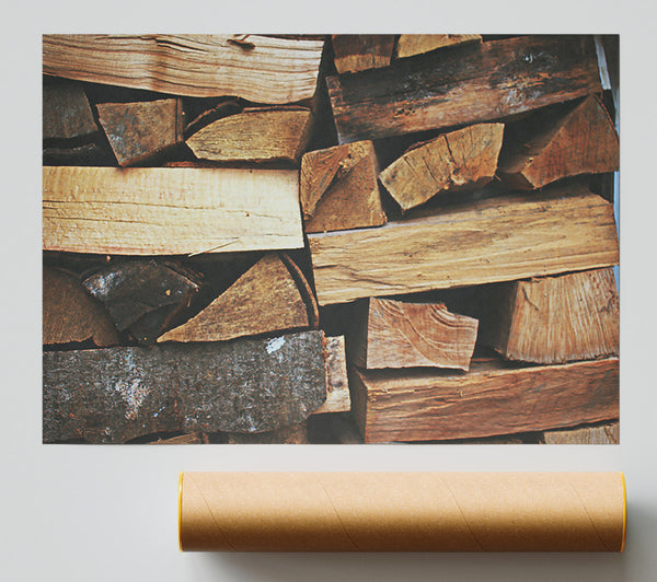 Warm Brown Stacked Wood Poster