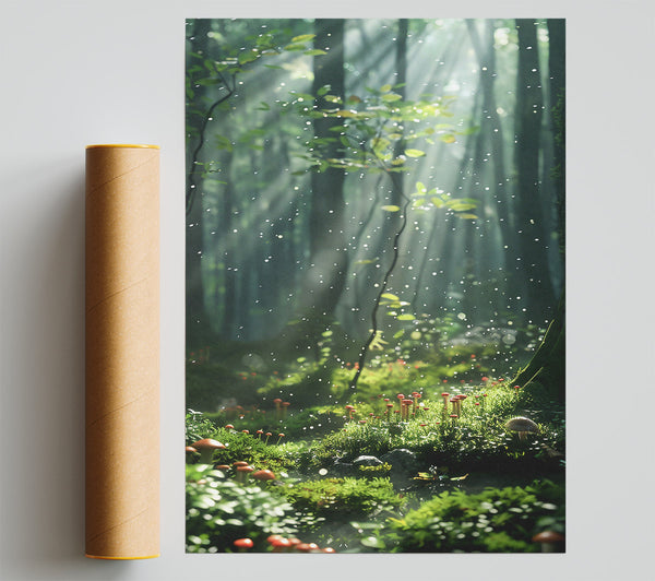 Green Forest Sunlight Print
