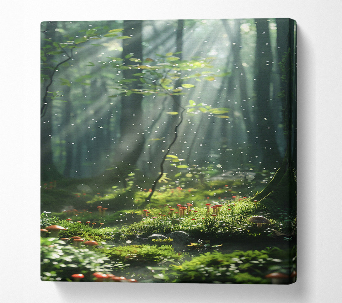  A Canvas Print of Green Forest Sunlight Canvas Wall Art