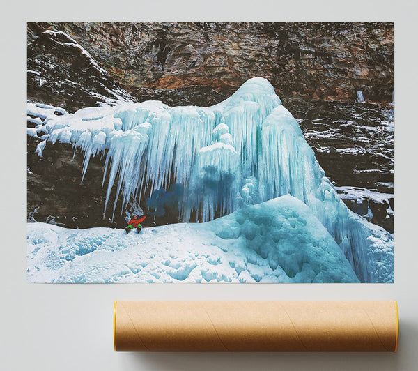 Frozen Turquoise Waterfall Giclee Print