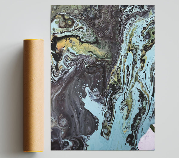 Aqua Swirls And Dots Print