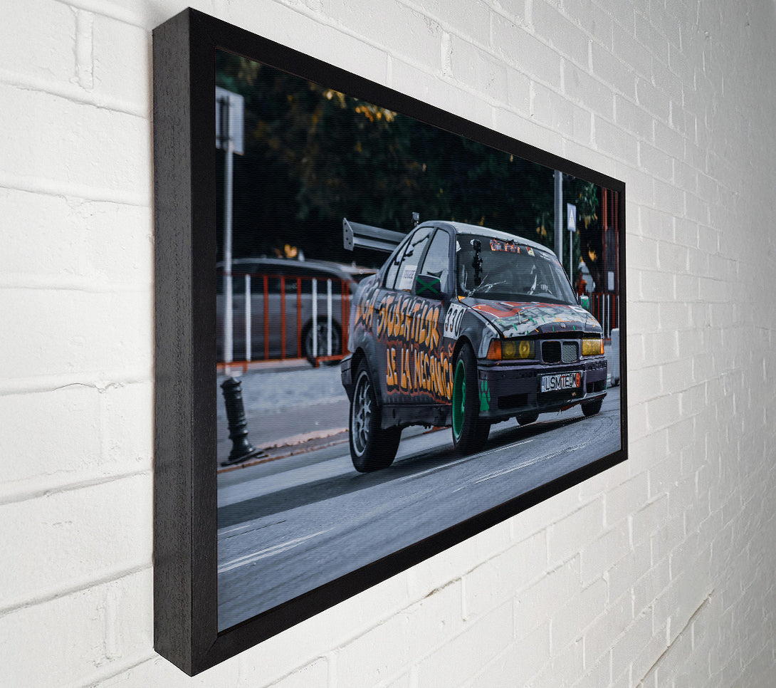  A Canvas Print of Black Graffiti Drift Car Canvas Wall Art