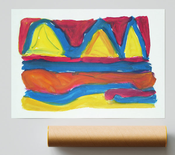 Crimson And Yellow Layers Print