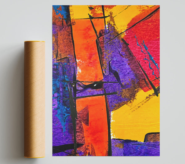 Purple And Orange Abstract Print